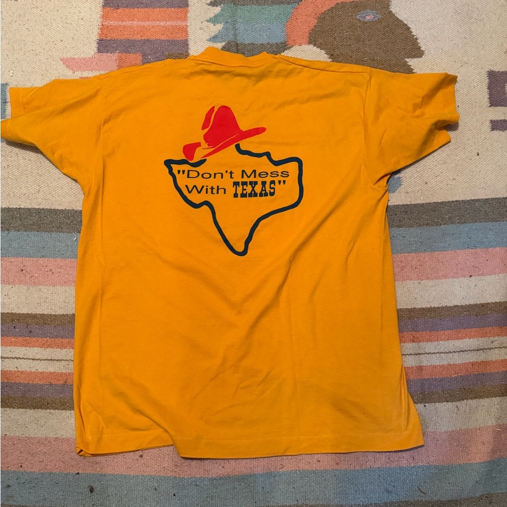 Vintage Texas Lone Star T Shirt XL Fruit of the Loom Yellow Graphic